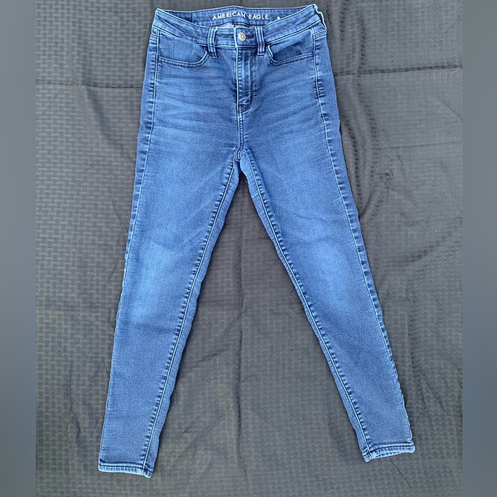 American Eagle Blue Jeans Size 2 Short Medium Wash Denim Skinny Jeans